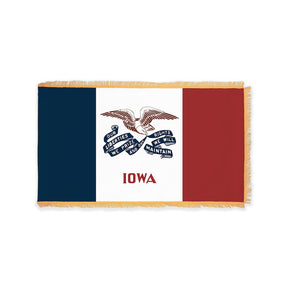 Iowa state flag with pole sleeve and fringe