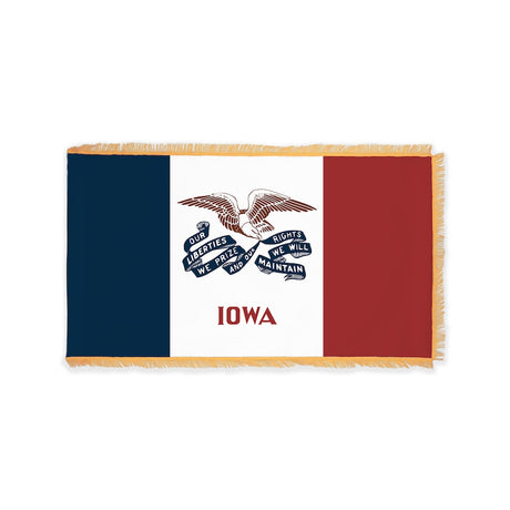 Iowa state flag with pole sleeve and fringe