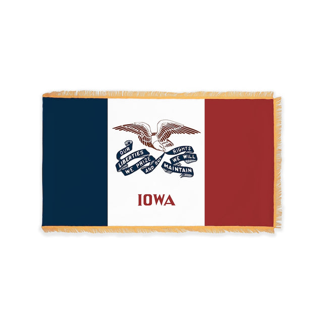 Iowa state flag with pole sleeve and fringe