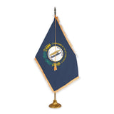 Kentucky adjustable indoor flag set with gold fringe on metal stand