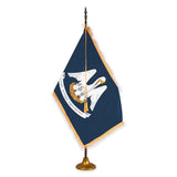 Louisiana deluxe oak indoor flag set with gold fringe on metal stand
