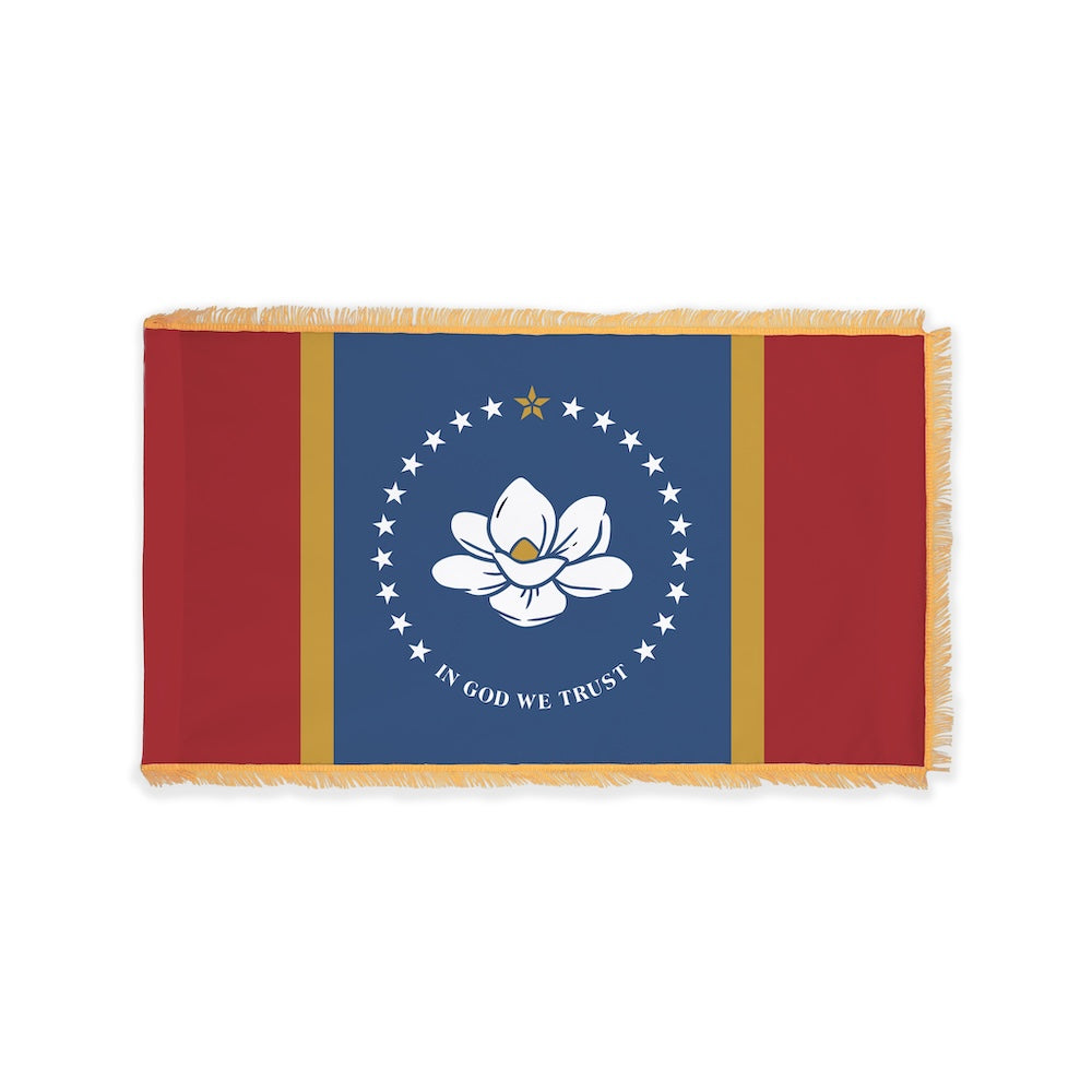 Mississippi state flag with pole sleeve and fringe