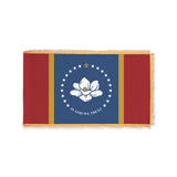 Mississippi state flag with pole sleeve and fringe