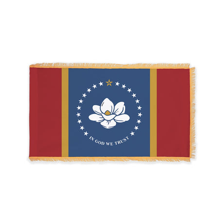 Mississippi state flag with pole sleeve and fringe