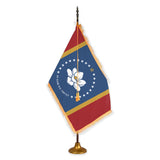 Mississippi deluxe oak indoor flag set with gold fringe on metal stand