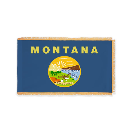 Montana state flag with pole sleeve and fringe