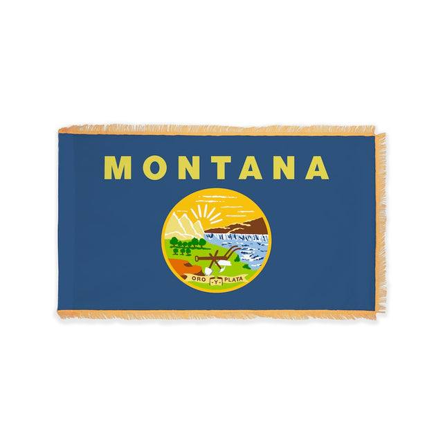 Montana state flag with pole sleeve and fringe