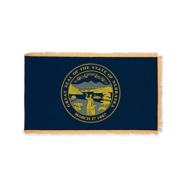 Nebraska state flag with pole sleeve and fringe