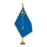 Nevada adjustable indoor flag set with gold fringe on metal stand