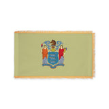New Jersey state flag with pole sleeve and fringe