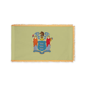 New Jersey state flag with pole sleeve and fringe