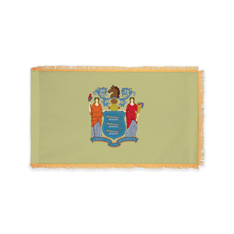 New Jersey state flag with pole sleeve and fringe