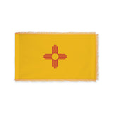 New Mexico state flag with pole sleeve and fringe