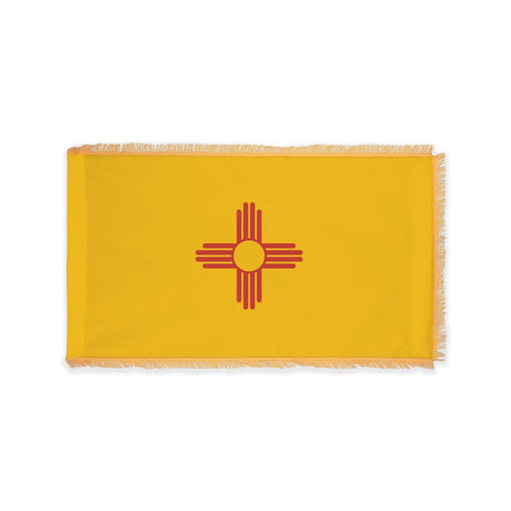 New Mexico state flag with pole sleeve and fringe