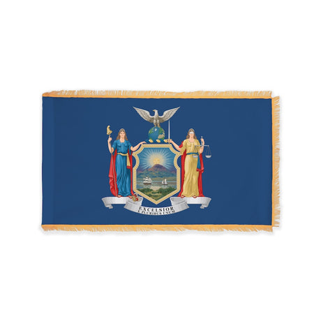 New York state flag with pole sleeve and fringe