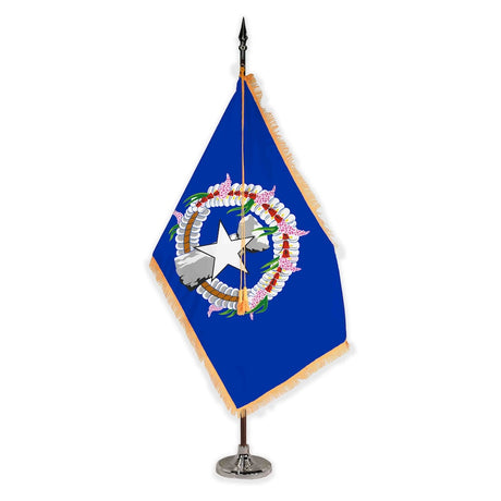 Northern Mariana Islands oak pole plastic stand indoor flagset