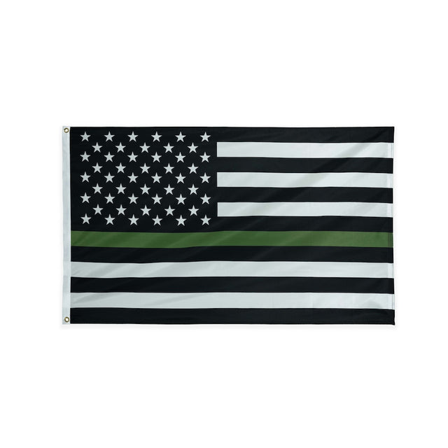 Nylon Thin Green Line American Flag with grommets