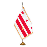 District of Columbia deluxe oak indoor flag set with gold fringe on metal stand