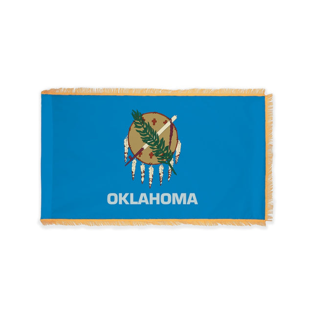 Oklahoma state flag with pole sleeve and fringe