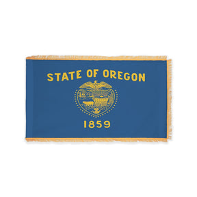 Oregon state flag with pole sleeve and fringe