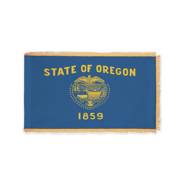 Oregon state flag with pole sleeve and fringe