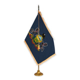 Pennsylvania adjustable indoor flag set with gold fringe on metal stand