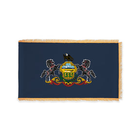 Pennsylvania state flag with pole sleeve and fringe