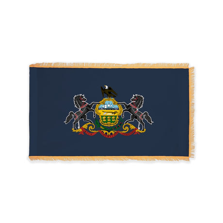 Pennsylvania state flag with pole sleeve and fringe