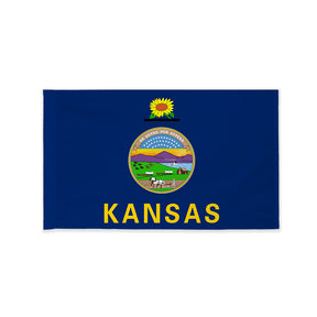 Kansas state flag with pole sleeve
