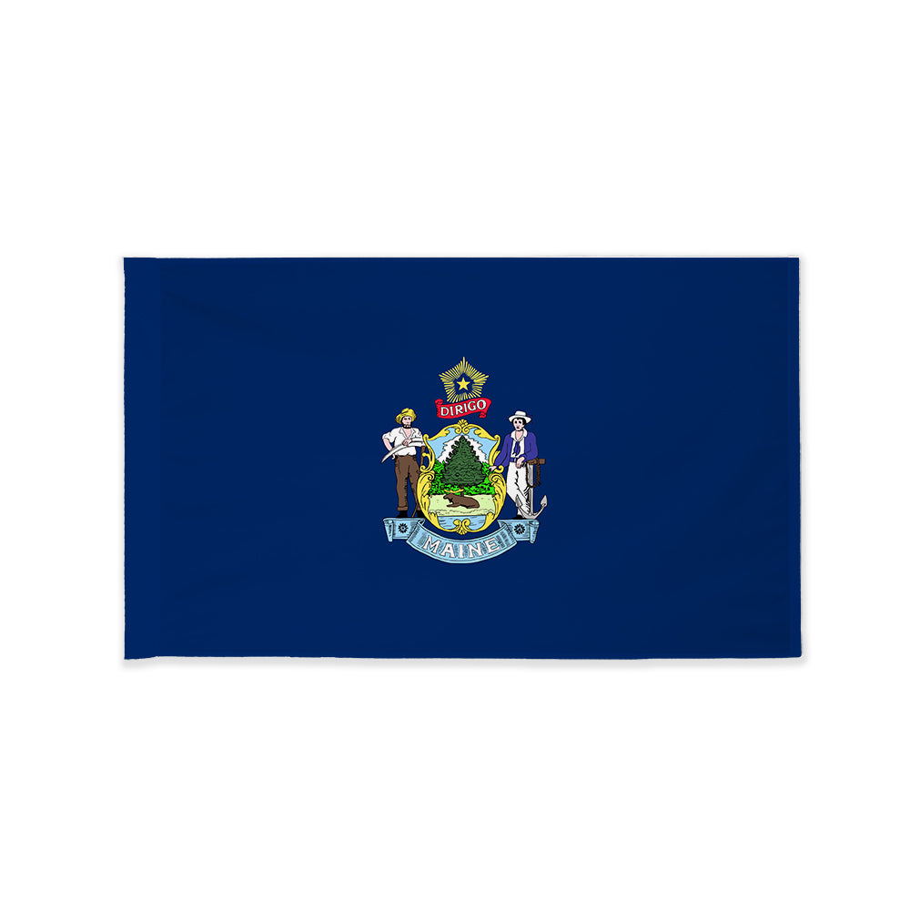 Maine state flag with pole sleevea