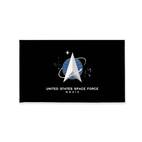 Indoor Space Force flag with pole sleeve