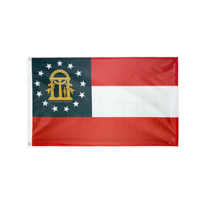 Polyester Georgia state flag with grommets