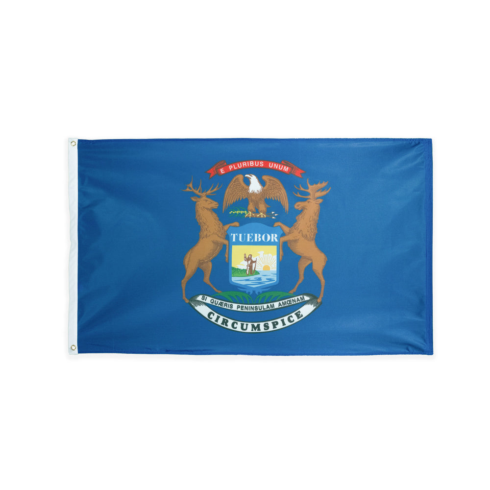 Polyester Michigan state flag with grommets