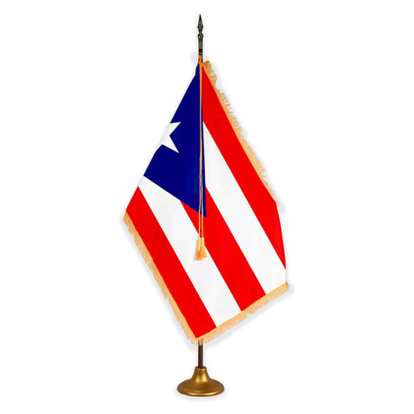 Puerto Rico oak pole metal stand indoor flagset