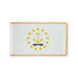 Rhode Island state flag with pole sleeve and fringe