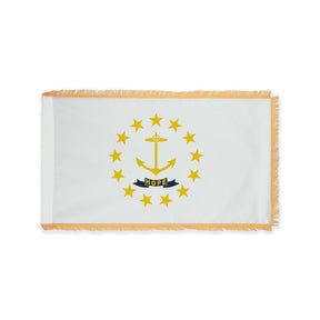Rhode Island state flag with pole sleeve and fringe
