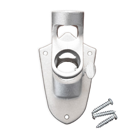 Silver metal bracket with screws