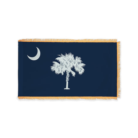 South Carolina state flag with pole sleeve and fringe