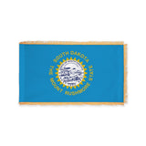 South Dakota state flag with pole sleeve and fringe