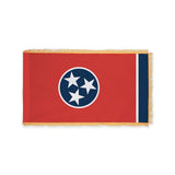Tennessee state flag with pole sleeve and fringe