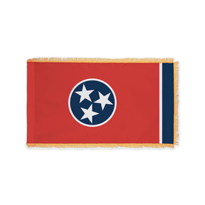 Tennessee state flag with pole sleeve and fringe