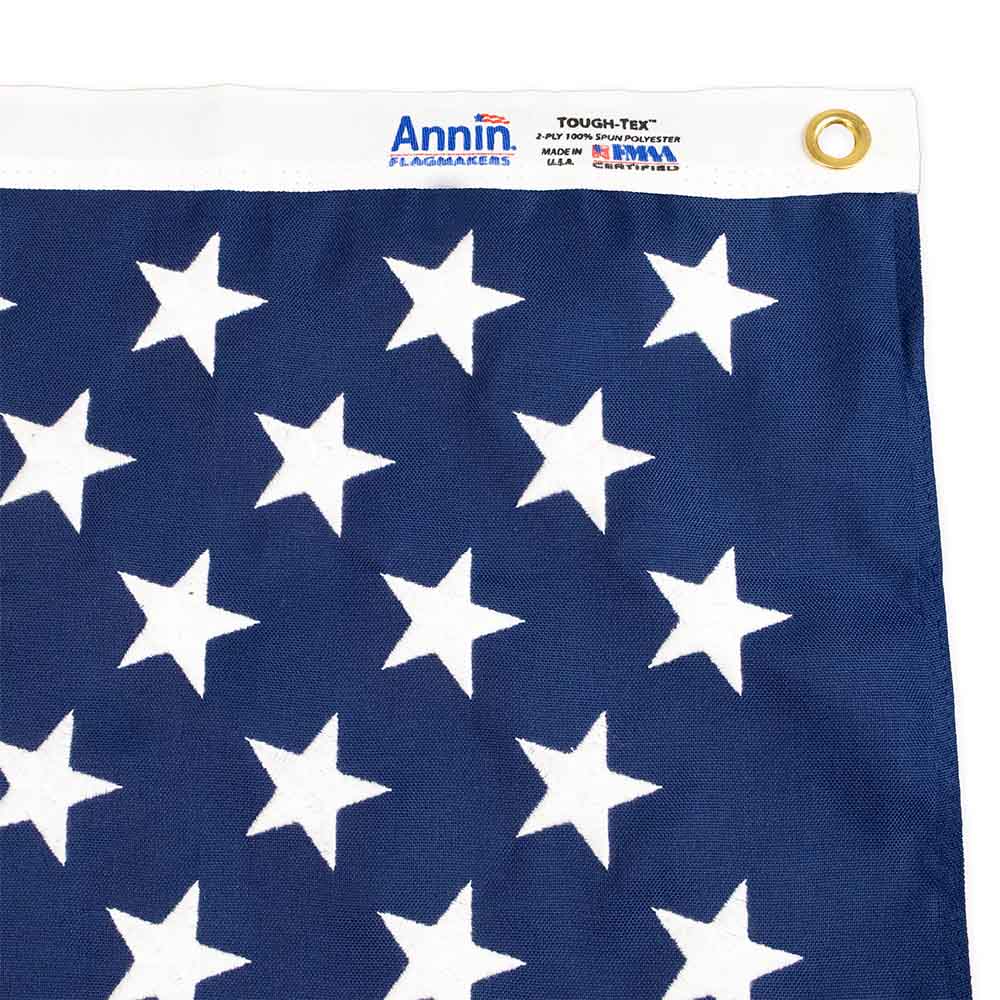 Tough-Tex Polyester American flag heading and grommets