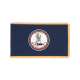 Virginia state flag with pole sleeve and gold fringe