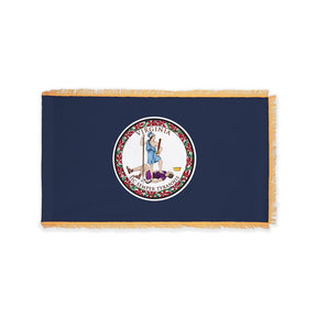 Virginia state flag with pole sleeve and gold fringe