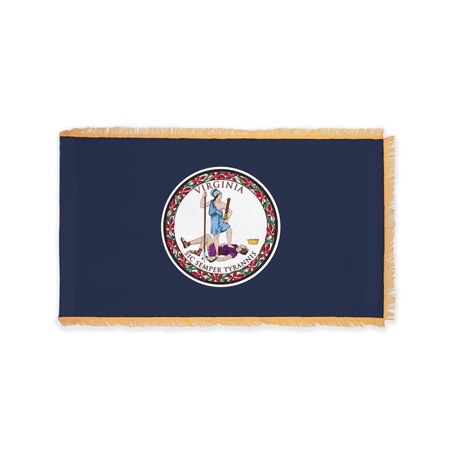 Virginia state flag with pole sleeve and gold fringe