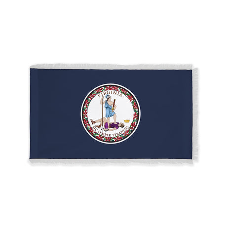 Virginia state flag with pole sleeve and white fringe