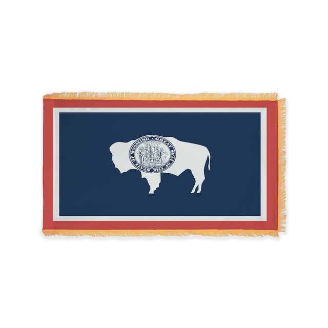 Wyoming state flag with pole sleeve and fringe