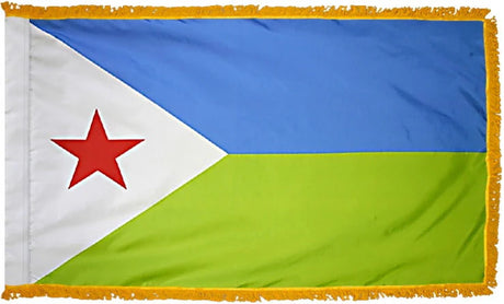 Djibouti Flag with Fringe - For Indoor Use