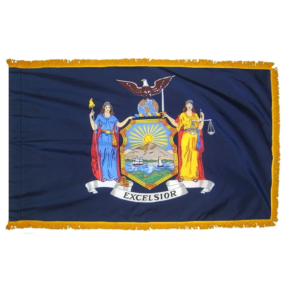 New York - State Flag with Fringe - For Indoor Use