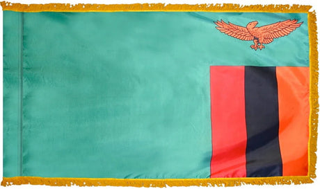Zambia Flag with Fringe - For Indoor Use